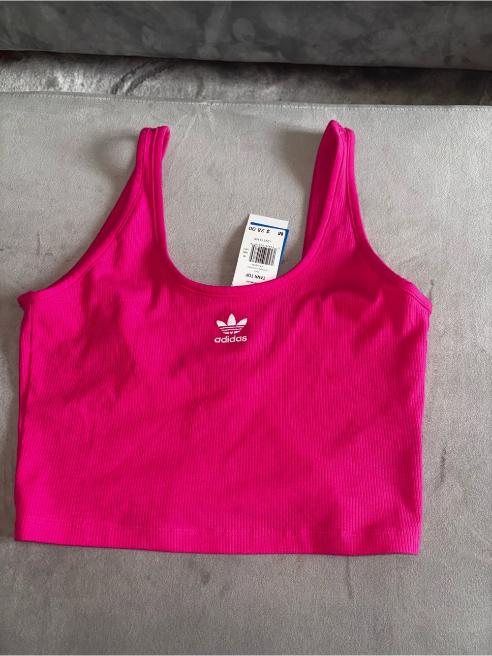 adidas Hot Pink Ribbed Crop Sports Tank